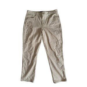 WHITE HOUSE BLACK MARKET WHBM High Rise Straight Tan White Striped Jeans SIze 12